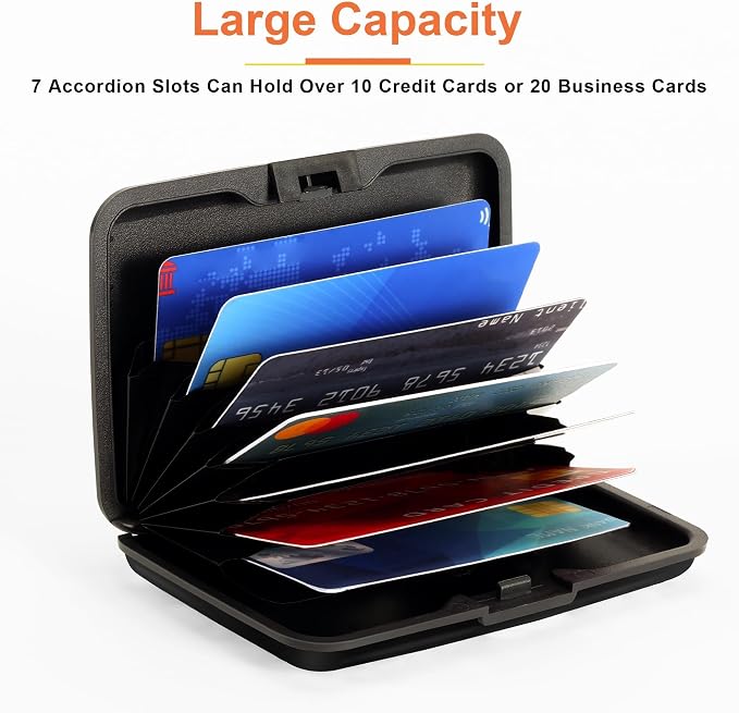 Mayski Credit Card Holder for Women RFID Blocking Wallet, Black | Card Wallets for Women Small Mini Business Metal Accordion Aluminum Alloy Hard Case for Men - Image 4