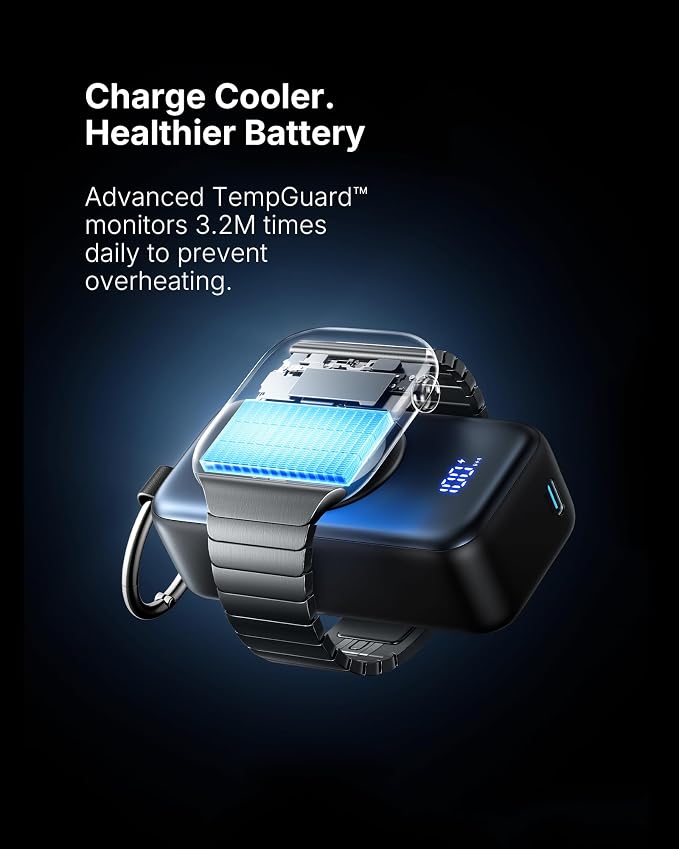 INIU 20W SnapGo Portable Charger, 5000mAh Mini Power Bank for Apple Watch | 20W Fast Charging, Travel Keychain, Built-in USB-C Cable, Flight-Safe, Battery Pack for Apple Watch, iPhone 17 etc - Image 8