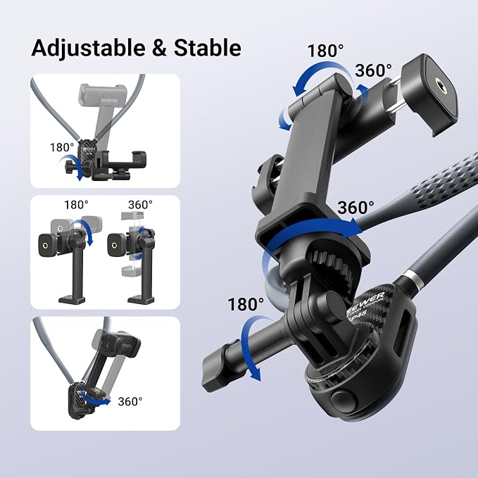 NEEWER Neck Phone Holder Quick Release Adjustable Action Camera Chest Mount | Bed Cell Phone Mount, Accessories Kit Compatible with iPhone GoPro DJI Insta 360 Samsung for POV Video Recording, GP48 - Image 6