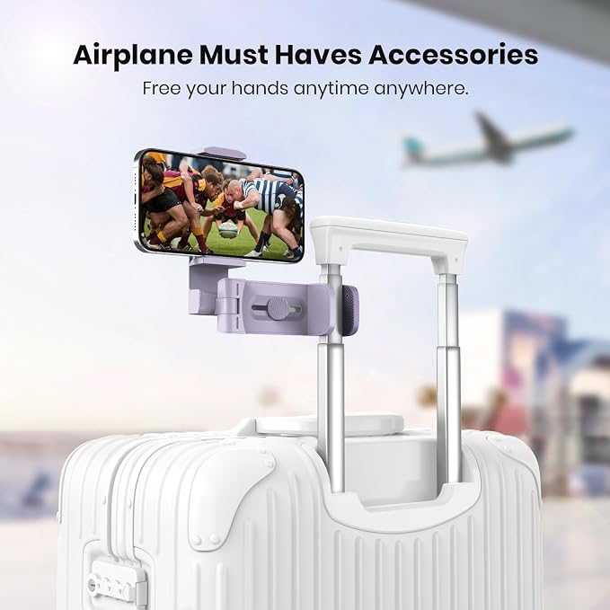 Airplane Travel Essentials Phone Holder, Klearlook Christmas Stocking Stuffers Phone Mount with Multi-Directional 360° Rotation, Travel Must Haves Handsfree Gadgets for Flying, Table or Outdoor-Lilac - Image 2