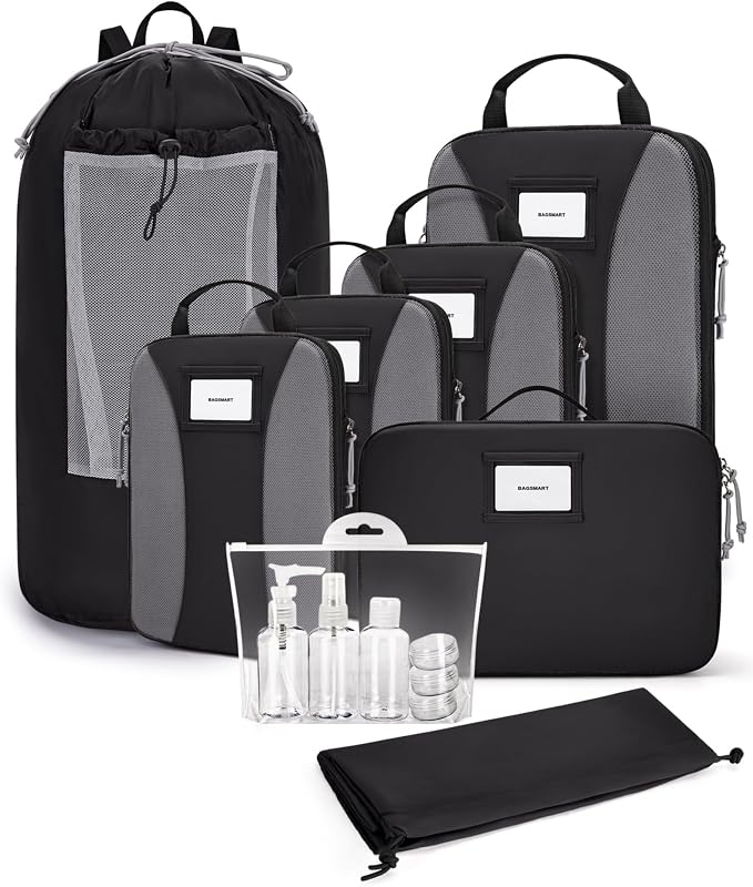 BAGSMART Compression Packing Cubes, 6 PCS Packing Cubes for Suitcases, Travel Bags Organizer for Luggage, Lightweight Packing Cube for Travel Essentials by BAGSMART