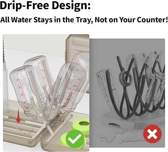 Travel Bottle Brush Set, Foldable Drying Rack, Dispenser | For On-The-Go Parents, 3 Silicone Brushes, Foldable Rack, Dispenser. Drying Slots, BPA-Free. - Image 4