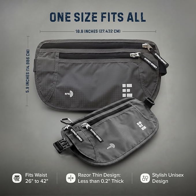 Money Belt for Secure Travel - RFID Blocking Slim Passport Holder - Hidden Waist Pouch for Cash, Credit Cards, Documents - Concealable Under Clothes, Water-Resistant Slim Fanny Pack for Men and Women - Image 4