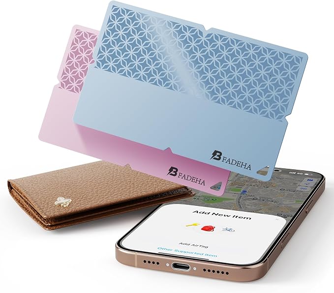 2026 Apple MFi Certified Wallet Tracker Smart Card for Find My iPhone Ultra Thin Air Tracker Tag for Travel, 5 Years+ Staying Power, IP69 Waterproof, Key Finder & Item Locator for Keys, Bags, Passport by BFADEHA