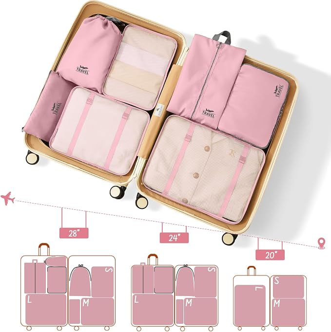 Packing Cubes for Travel - 8 Set Luggage Organizer Bags for Family, Mesh Breathable Packing Cubes for Suitcases Durable Travel Essentials Bags Set - Image 4