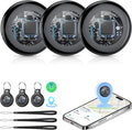 Air Tracker Tags-3 Pack (iOS Only), [Apple MFi Certified] Key Finder | Replaceable Battery Bluetooth Tracker Compatible with Apple Find My, Item Locator Smart Tag for Keys, Bag, Luggage and More by Tukio