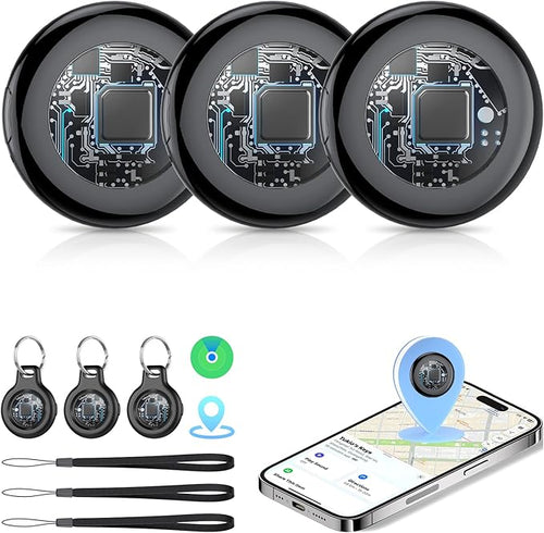 Air Tracker Tags-3 Pack (iOS Only), [Apple MFi Certified] Key Finder | Replaceable Battery Bluetooth Tracker Compatible with Apple Find My, Item Locator Smart Tag for Keys, Bag, Luggage and More by Tukio