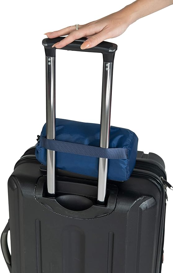 BlueHills Premium Soft Plush Travel Blanket and Ultra Compact Travel Blanket Value Pack Set of 2 - Airplane Flight Blanket Throw in a case with Strap Compact Pack for Car Plane Travel Navy Blue - Image 7