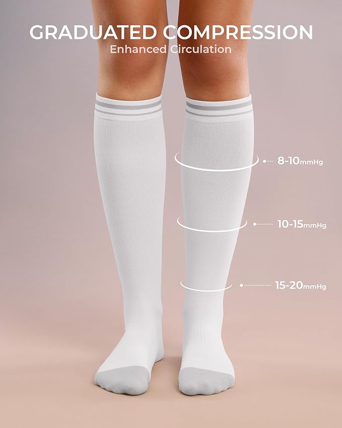 FITRELL 4 Pairs Compression Socks for Women & Men, 15-20mmHg Circulation Support for Athletic Travel Daily Wear - Image 4