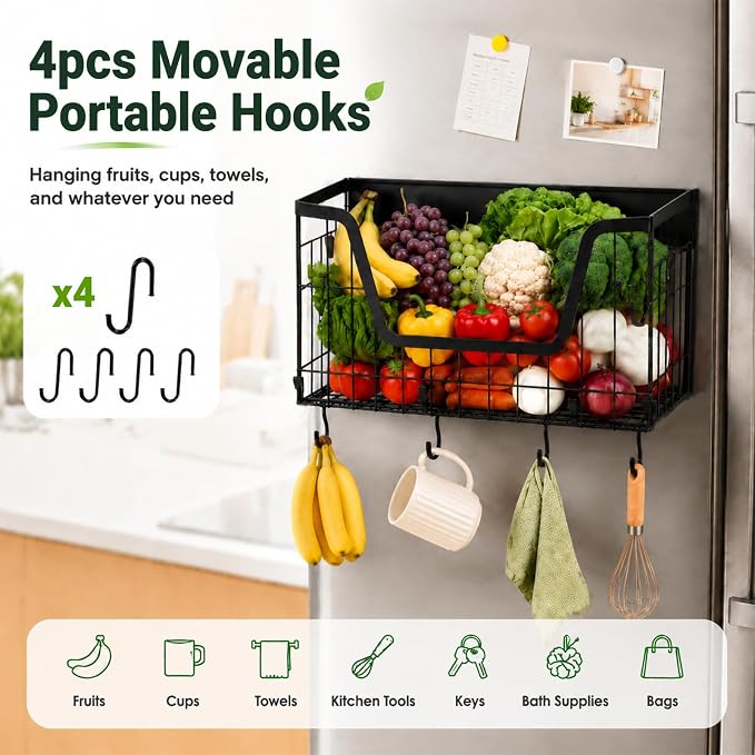 UFORU Magnetic Shelf for Fridge, Strong Magnet Storage Rack for Kitchen | 2 Pack Set, Holds Up to 30 lbs, Spacious Hollow Basket Design, Upgraded Material, Durable Construction, Space-Saving Storage - Image 5