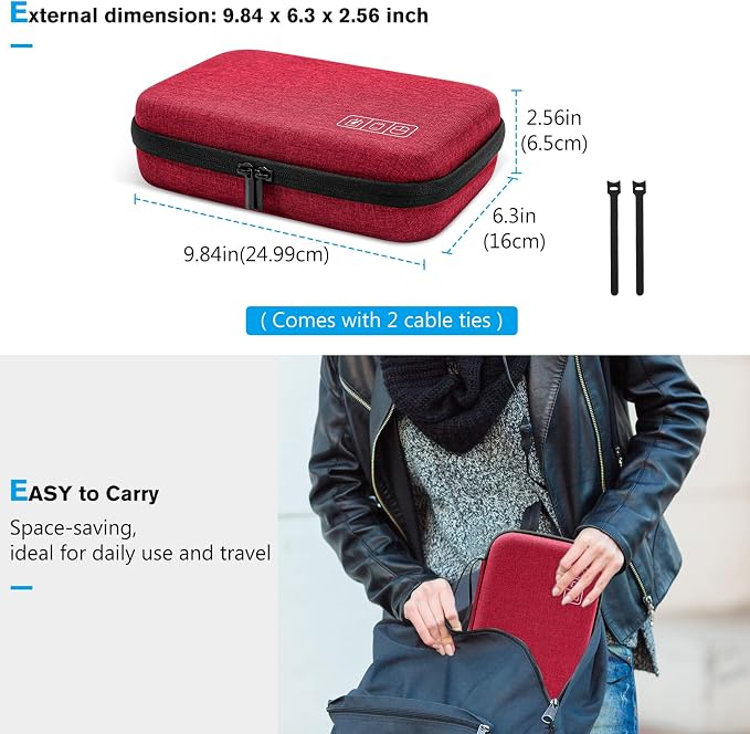 ProCase Hard Travel Electronic Organizer Case for MacBook Power Adapter Chargers Cables Power Bank Apple Magic Mouse Apple Pencil USB Flash Disk SD Card Small Portable Accessories Bag - Image 6