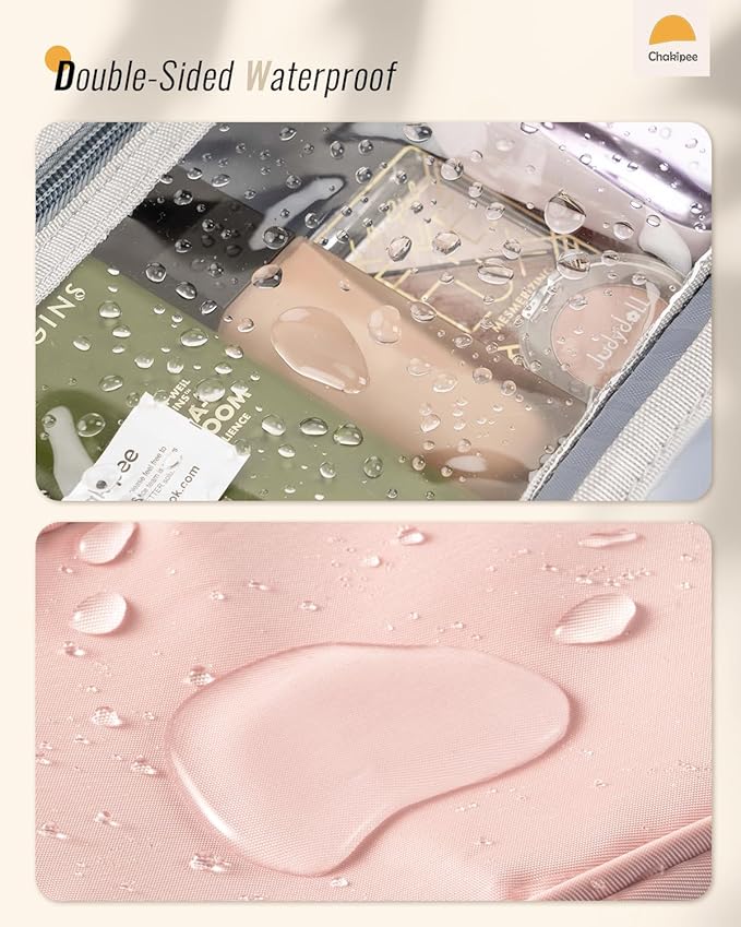 Travel Hanging Toiletry Bag for Women - Waterproof Cosmetic Organizer with Clear Window, Lightweight Bathroom Bags for Essentials, Makeup, Shampoo, Toiletries Pink, Medium - Image 4