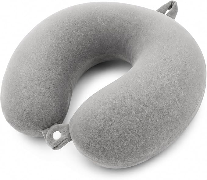 RAINFLOW Airplane Neck Pillow - Memory Foam Travel Pillow for Sleeping Grey | U-Shaped Adult Neck Support Pillow with Washable Cover for Long Flights, Plane Travel, Portable Rest & Head Support Cushion by Unknown