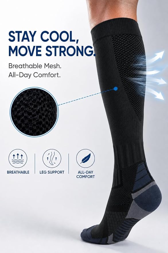 Aoliks Compression Socks for Women and Men 4 Pairs, Mild Support | Long Knee High Stockings for Nurses Running Travel Flying Pregnancy Athletic 15-20 mmHg - Image 4