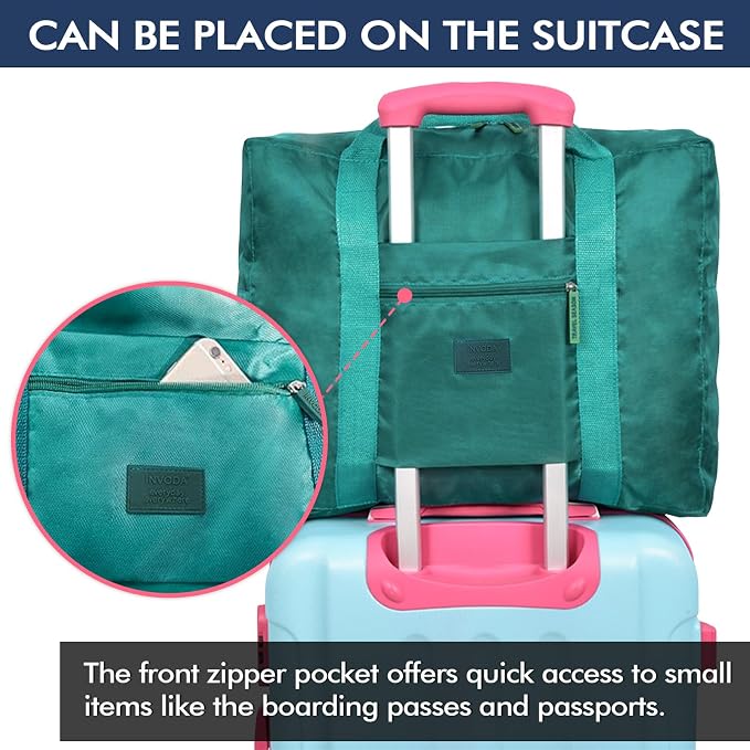 Travel Duffel Bag Lightweight Foldable Travel Bag for Women and Men Waterproof Tote Carry On Luggage Weekender Overnight Bag (Green) - Image 6