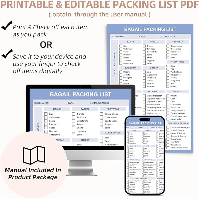 BAGAIL 9 Set Packing Cubes with Packing List Luggage Packing Organizers for Travel Accessories (Black) - Image 4