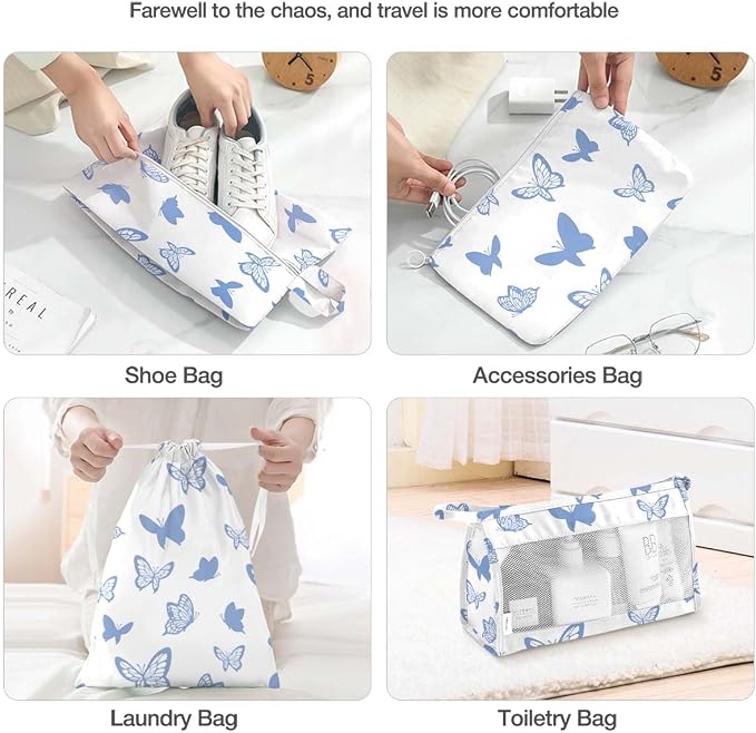 8 Set Packing Cubes for Suitcases,Packing Cube with Shoe, Cosmetics, Clothing, Accessories Bags Packing Cubes for Travel Luggage Organizer Women Men(Butterfly) - Image 5