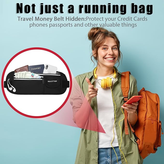Slim Running Belt Fanny Packs for Women Men, Reflective Waist Pack Phone Holder for Walking Fitness Workout Exercise,Water Resistant Running Travel Belt Bag Jogging Pouch, Gym Accessories for Runner - Image 2