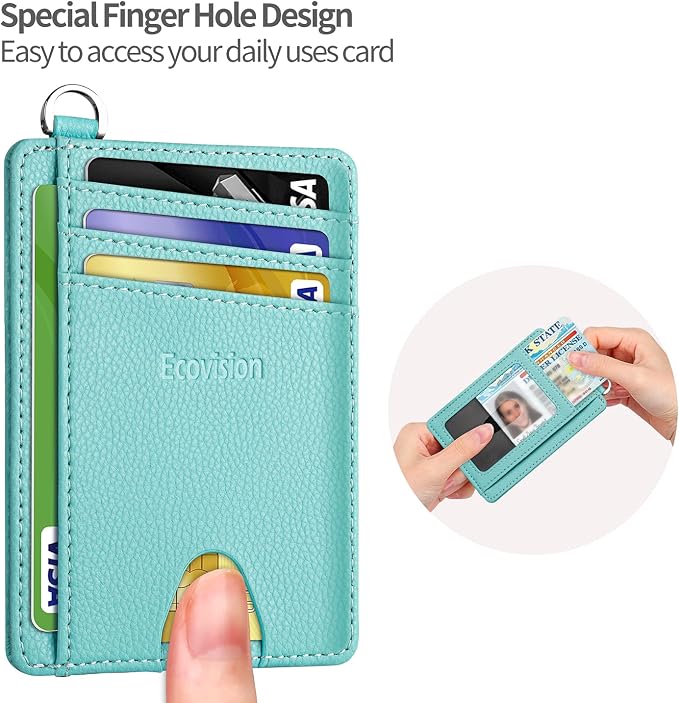 Slim Minimalist Front Pocket Wallet, RFID Blocking Credit Card Holder Wallet with Detachable D-Shackle for Men Women - Image 6