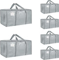 6 Pack-Extra Large Heavy Duty Moving Bags - Waterproof Storage Totes with Handles & Zippers, Foldable for College Dorm, Storage (light gray) by Unknown