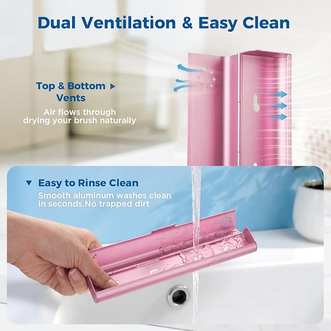 4 Pack Toothbrush Travel Case Aluminum, Portable Toothbrush Holders Travel, Manual Toothbrush Case Container for Traveling, Bathroom, Camping, Business Trip(Black, Silver, Pink, Blue) - Image 4