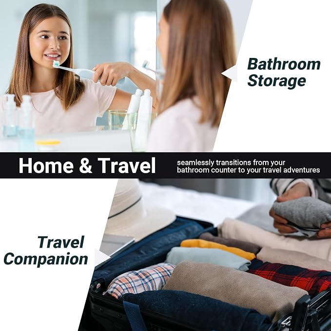 Nincha Compact Electric Toothbrush Travel Case, EVA Protective Storage Bag for Philips Sonicare/Oral-B, Waterproof Portable Carrying Case with Mesh Pocket & Elastic Bands (Black) - Image 7