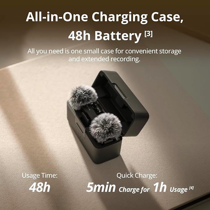 DJI Mic Mini (2 TX + 1 RX + Charging Case), Ultralight, Detail-Rich Audio | 48h Use, Noise Cancelling, Automatic Limiting, Wireless Microphone for Camera/iPhone/Android, Vlog, Streaming - Image 4