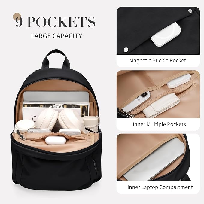 Mini Backpack for Women Fashion Small Backpack Purse Lightweight Daypack for Work Trave Daily,Black - Image 4