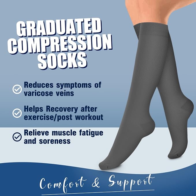 4 Pairs-Compression Socks for Women&Men Circulation-Best Support for Nurses,Running,Athletic - Image 3