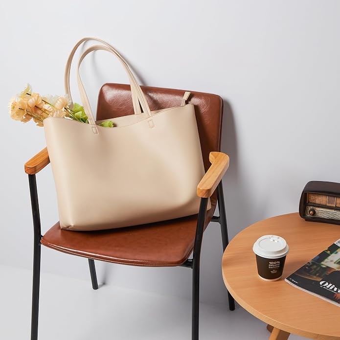 KALIDI Tote Bag Zipper Shoulder Bag Vegan Leather Purses Satchel for Women | Large Casual Handbag for Work Commuting Dating College Everyday - Image 5