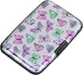 Mini RFID Aluminum Wallet Credit Cards Holder Business Card Case Metal ID Case for Men Women(Colorful Butterflies) by ELFISH