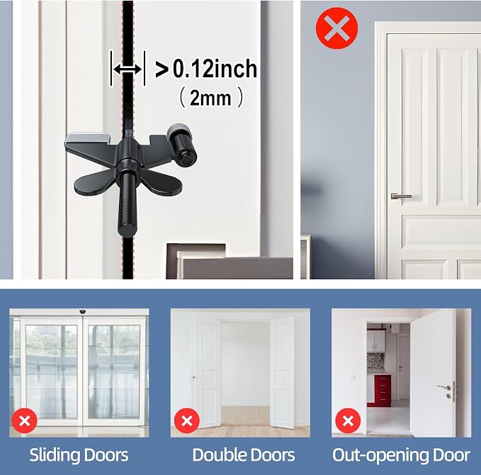 2 Pack Door Stop Alarm with Adjustable Portable Door Lock 120 dB Travel Door Stopper Door Wedge Alarm with 3 Levels Sensitivity for Hotel, Home, Apartment - Image 5