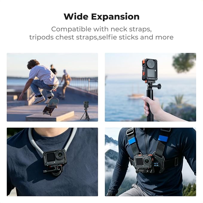 K&F CONCEPT Cage + Foldable Quick Release Mount Kit for DJI Osmo Action 6 | Protective Expansion Frame Case with Cold Shoe Mount | 1/4" Screw Adapter for Tripod, Selfie Stick Action 6 Vlogging, CD07 - Image 7