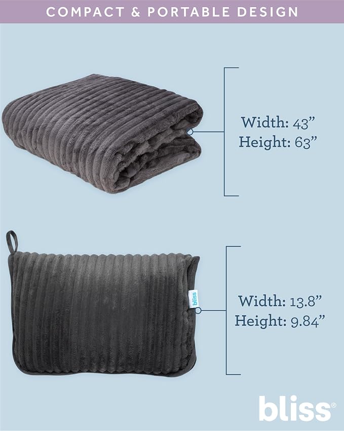 Bliss Faille Travel Pillow & Blanket Set, 2-in-1, Compact | Smooth Textured Fabric Feels Soft Against Skin, Packs Down Small for Flights or Camping, Machine-Washable Cover for Easy Care - Image 3