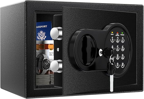 0.5 Cu Ft Mini Safe Box with Fireproof Document Bag, Money Safe with Keys & Pass Code & Wall Mount Kits, Small Safes with Smart Alert System for Money, Jewelry, and Documents【2026 New】 by Mitlvge