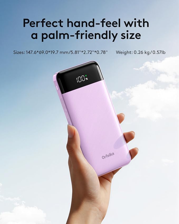 Orfeika Fast Charging Portable Charger Power Bank with Built-in 4 Cables | 10000mAh|Ultra-Slim&Light|Flight-Safe|Power 6 Devices at Once|22.5W|Battery Pack For iPhone,Samsung,Google|Travel Essentials - Image 9