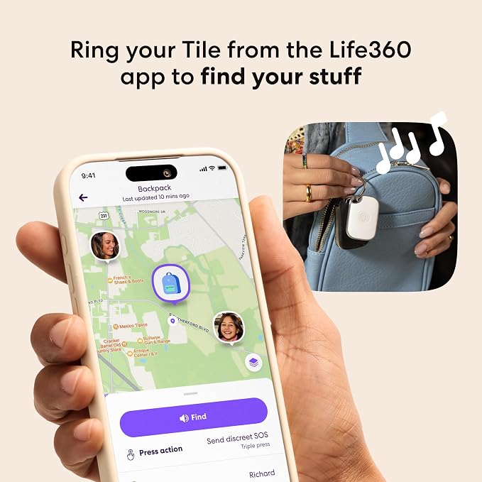 Life360 Tile Pro - Powerful Bluetooth Tracker, Key Finder and Item Locator for Keys Bags, and More. Both iOS and Android Compatible. Phone Finder. 2-Pack (Black/White) - Image 3