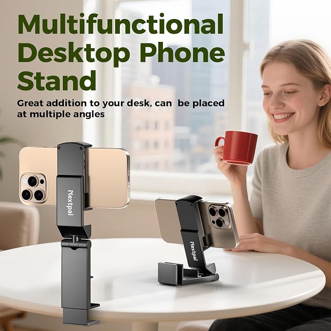 Airplane Phone Holder, Foldable Phone Holder for Airplane Seat Back Luggage Pole Desk 360° Rotation for Multi-Directional Viewing, Travel Essentials Holds Cell Phones (Black 2pcs) - Image 6