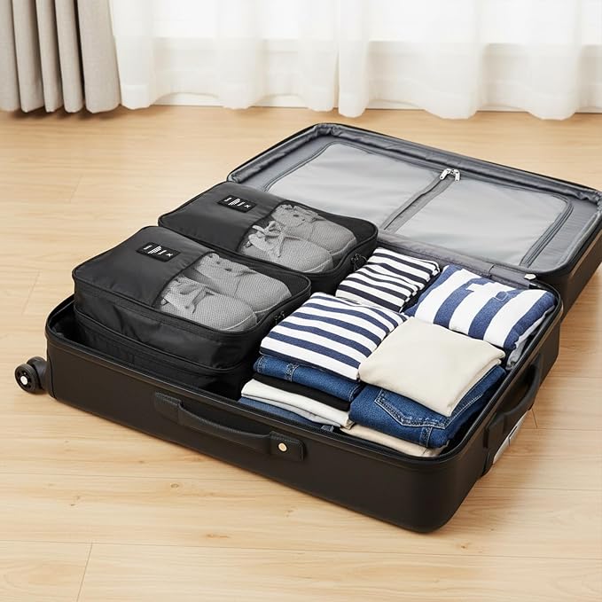 2pcs Shoe Bags for Travel shoe travel bags for packing in suitcase Portable shoes pouch Shoes Storage Bag Organizer Luggage Shoess Organizer for Women and Teenager Holds 3 Pair (Black) - Image 4