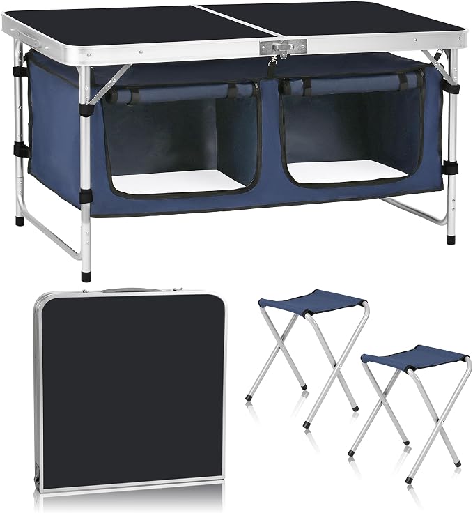 Camp Field Camping Folding Aluminum Table with Adjustable Legs for Outdoor Travel Beach, Backyards, BBQ, Party and Picnic Foldable Table by CampField