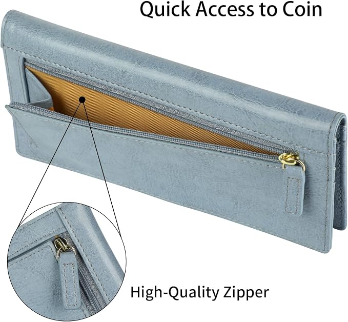 Ultra Slim Thin Leather Women Wallet RFID Blocking Credit Card Holder Bifold Long Ladies Billfold - Image 6