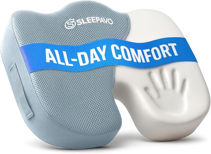 Office Chair Cushion - Seat Cushion for Tailbone Pain Relief - Butt Pillow for Coccyx, Sciatica, and Lower Back Pain - Orthopedic Chair Pad for Lumbar Support in Office Desk (Gray) by Sleepavo