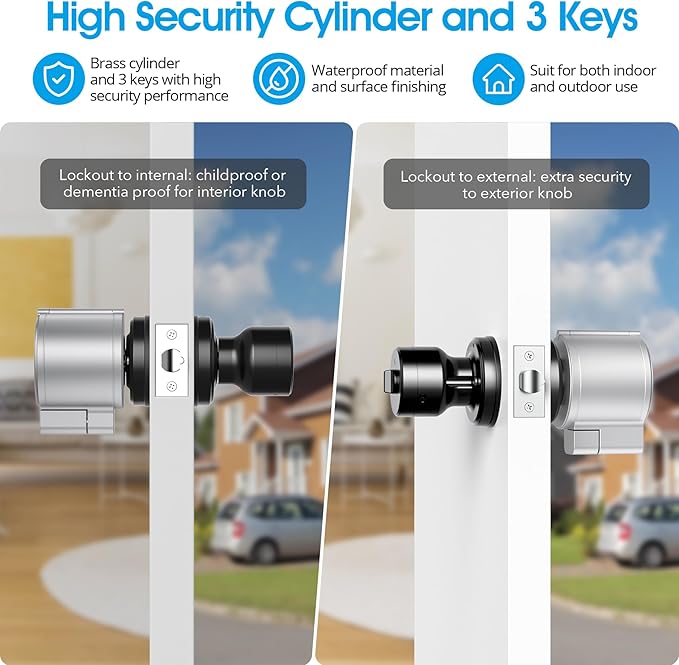 AST Adjustable Door Knob Cover with High Security Cylinder and 3 Brass Keys | Childproof Door Knob Cover with Lock, Lockout to Doorknob. Safety Cover for Faucet, Valve, Spigot. Prevent Access to Keyhole - Image 5