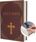 Real Paper Transfer Book Safe, Hollow with Secret Hidden Compartment, Key Lock, 8.7"×6"×2" (Bible-Key) by PACOLO