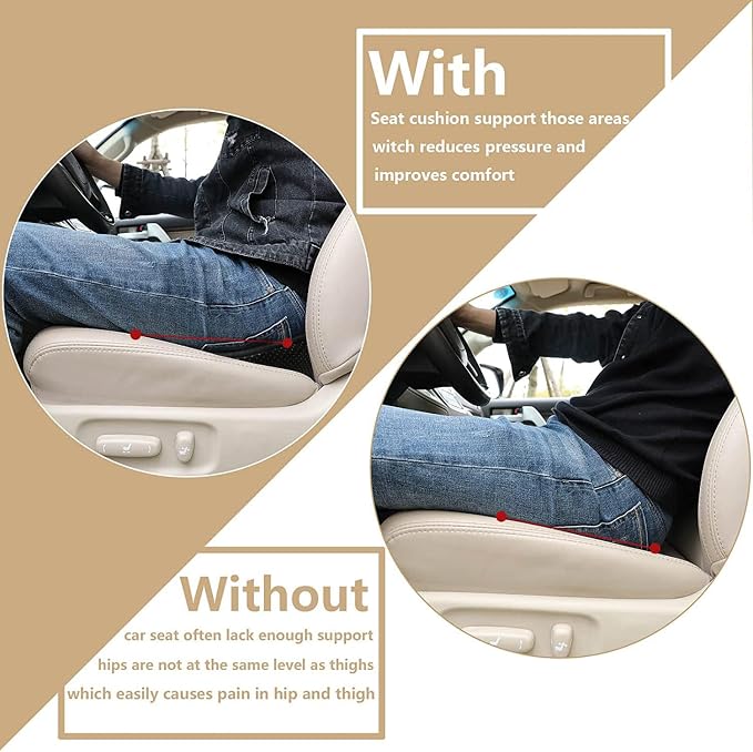 Livtribe Car Seat Cushion, Comfortable Wedge Seat Cushion for Driving | Memory Foam Seat Pad, Breathable Mesh Cover, Non-Slip Bottom, Pressure Relief, Improved Forward View, Road Trip Essentials - Image 3