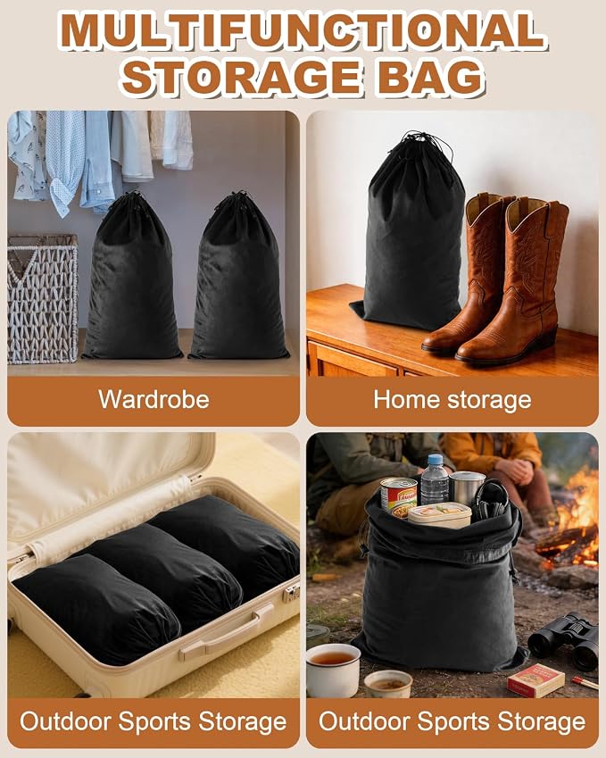 2 Pcs Shoe Bags for Travel, Large Boot Bag, Black Beauty, 21.2x13.3 Inch | Washable & Reusable Travel Shoe Bags, Dustproof Shoe Bags with Drawstring Closure, Suitable for Travel, Home Storage - Image 6