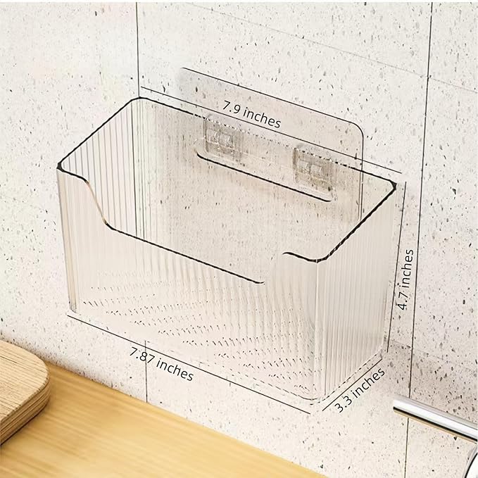 2 Pack Cabinet Door Organizer, Clear Storage Caddy, Adhesive Wall Mounted Organizer Bins, with Self Adhesive Tape, for Bathroom, Kitchen, Cabinet, Living Room - Image 9