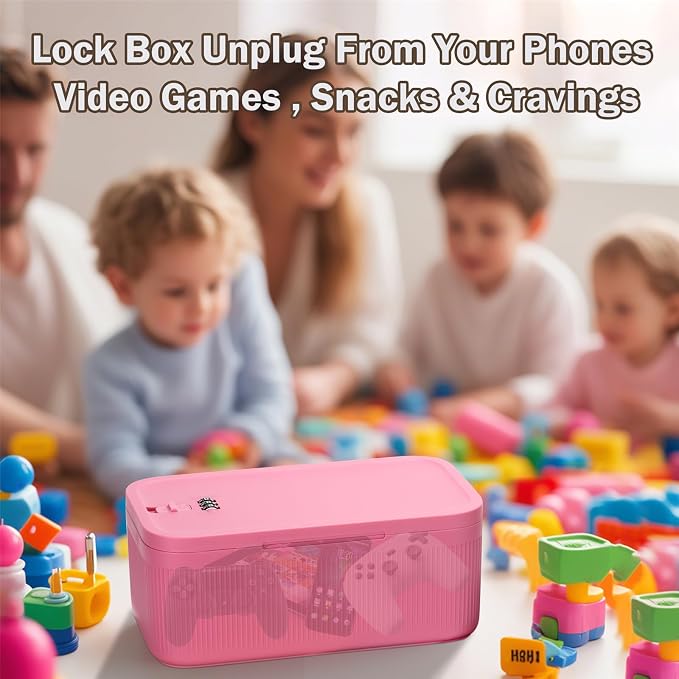 Medication Lock Box,Small Lockable Storage Box with Combination Code for Phone,Medicine Safe,Food, Home,Refrigerator,Office,Personal Items,Travel,Gift,Pink - Image 4