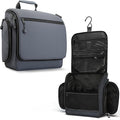 VENTURE 4TH Hanging Travel Toiletry Bag, 18 Compartments - Gray | Hangs on rails, hooks or doors; stands upright. Removable TSA pouch. Water-resistant Nylon 290D Twill, reinforced stitching. by VENTURE4TH