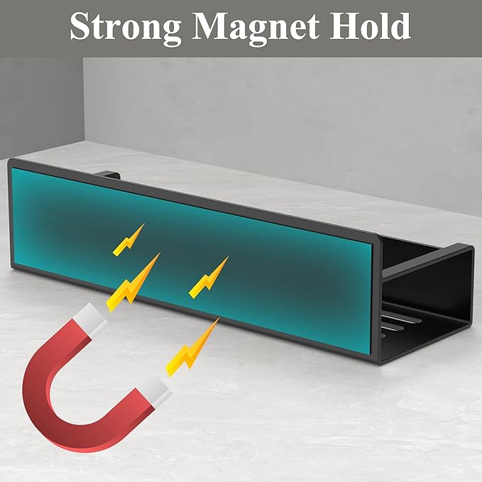HuggieGems Magnetic Water Bottle Holder for Fridge Black, 4 Pack | Tumbler Organizer with Hooks, Cup Holder Organizer Storage, Refrigerator Shelf for Stanley, Owala - Image 2
